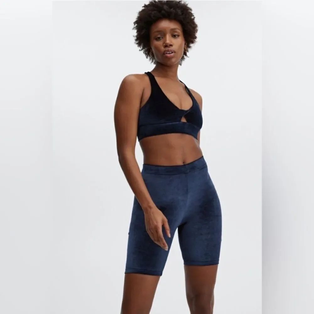Fabletics Velour biker shorts Dark Navy Size Small